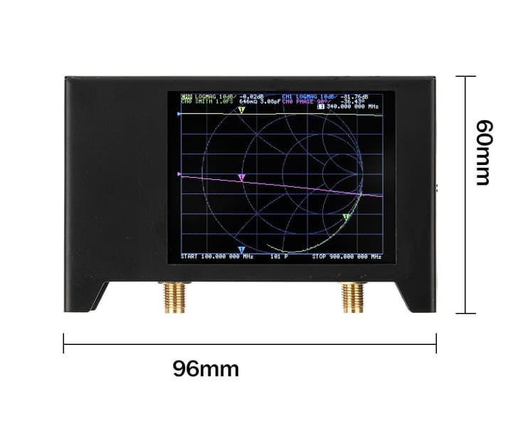 SAA2 NanoVNA analizator antenowy 50kHz - 3GHz (HF, VHF, UHF, LTE, WIFI 2.4GHz), dotykowy wyświetlacz 2.8", metalowa obudowa, etui