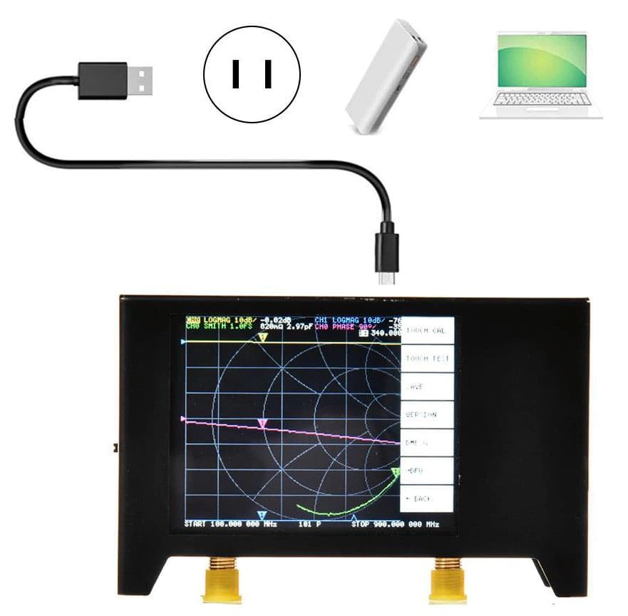 SAA2 NanoVNA analizator antenowy 50kHz - 3GHz (HF, VHF, UHF, LTE, WIFI 2.4GHz), dotykowy wyświetlacz 2.8", metalowa obudowa, etui