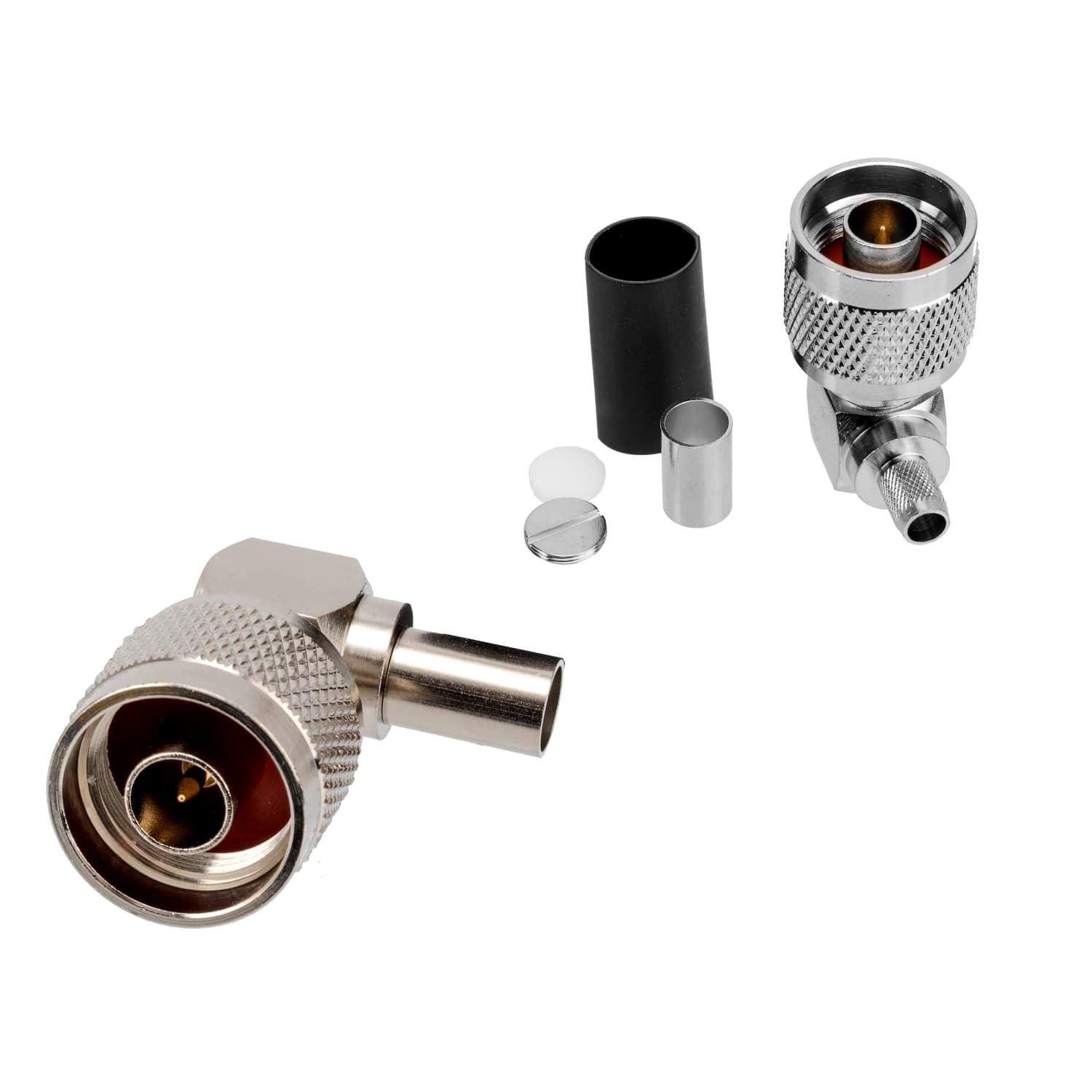 Kątowy wtyk N zaciskany na przewód RG-174 RG-316 TFL-316 PTFE/Gold RADIORA (złącze N męskie kątowe 90 stopni)