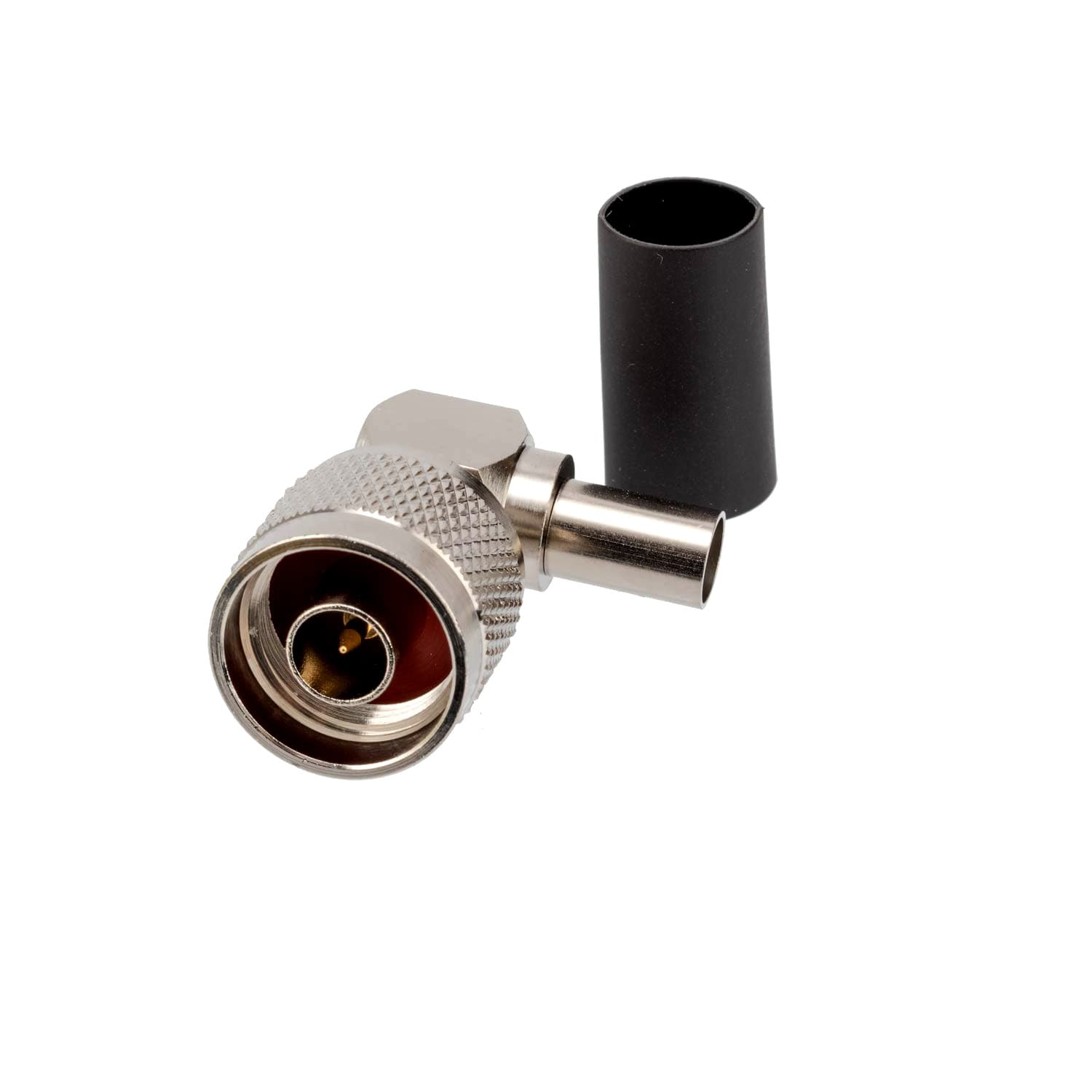 Kątowy wtyk N zaciskany na przewód RG-174 RG-316 TFL-316 PTFE/Gold RADIORA (złącze N męskie kątowe 90 stopni)