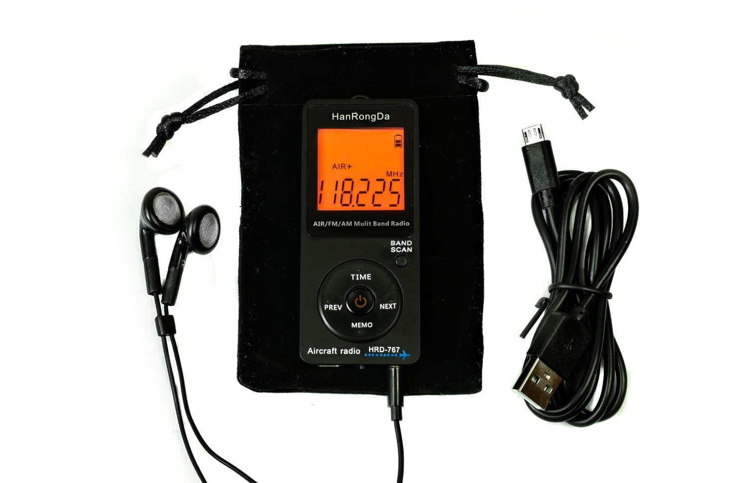 HRD-767 ultrakompaktowy odbiornik przenośny skaner AM/FM/AIR (rozgłośnie radiowe i lotnictwo)