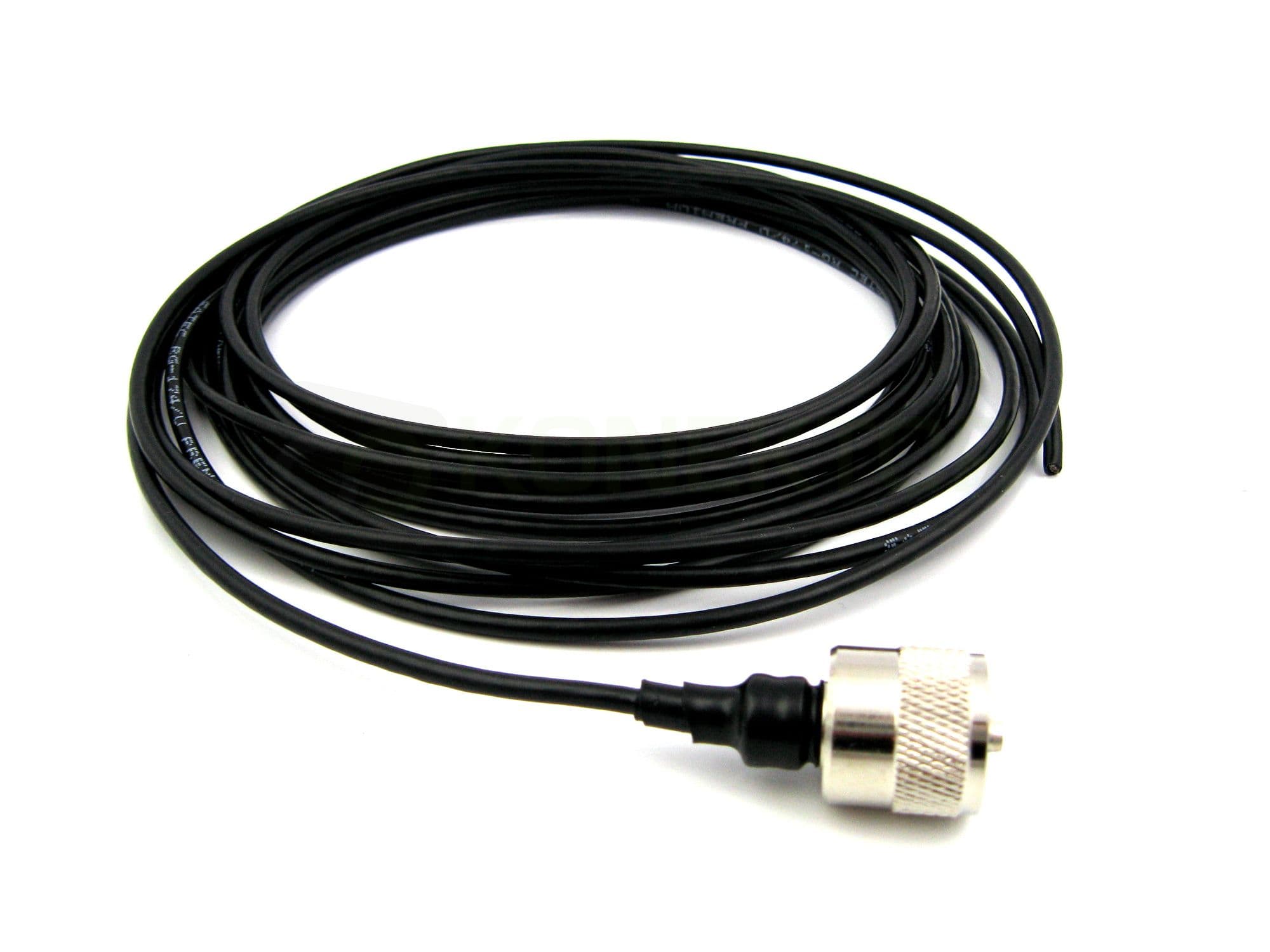Cienki kabel naprawczy do anteny CB długość 8m SATEC Premium RG-174 (średnica kabla 3mm), zalutowany wtyk prosty UC-1 teflon
