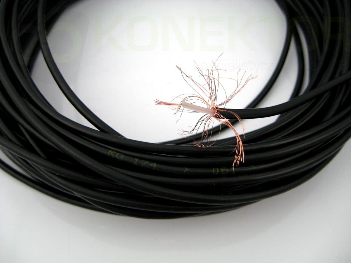 Cienki kabel naprawczy do anteny CB długość 8m SATEC Premium RG-174 (średnica kabla 3mm), zalutowany wtyk prosty UC-1 teflon