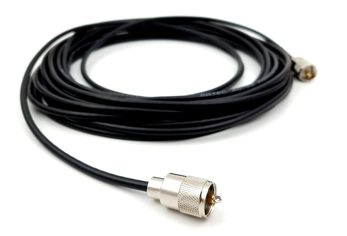 Kabel RG-58 SATEC Premium 30m + zalutowane wtyki złocone teflonowe UC-1 (okablowanie RG58 do CB/HF/VHF/SKANERY)