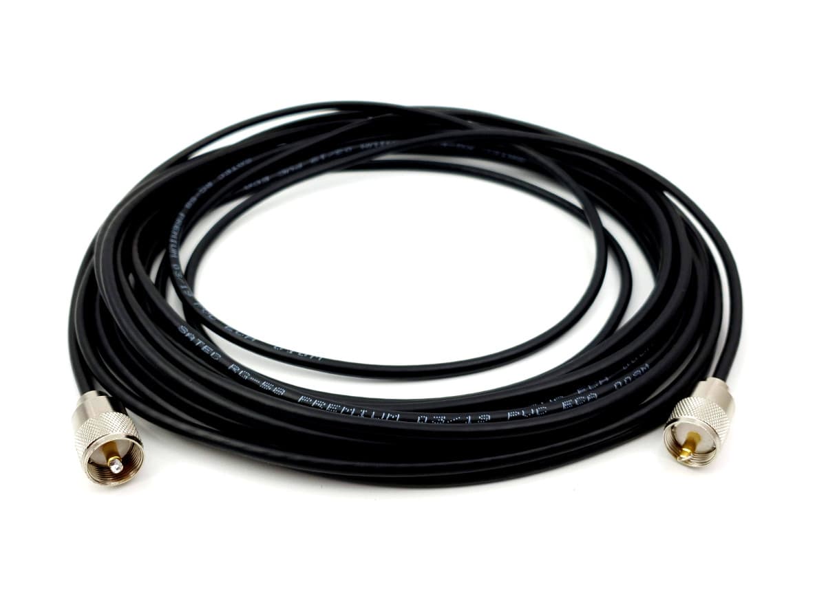 Kabel RG-58 SATEC Premium 40m + zalutowane wtyki złocone teflonowe UC-1 (okablowanie RG58 do CB/HF/VHF/SKANERY)