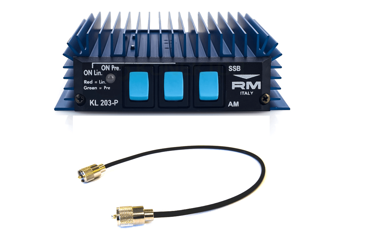 Zestaw RM KL 203 P + kabel połączeniowy 100cm - wzmacniacz mocy, wbudowany przedwzmacniacz (100W/200W) Made in Italy