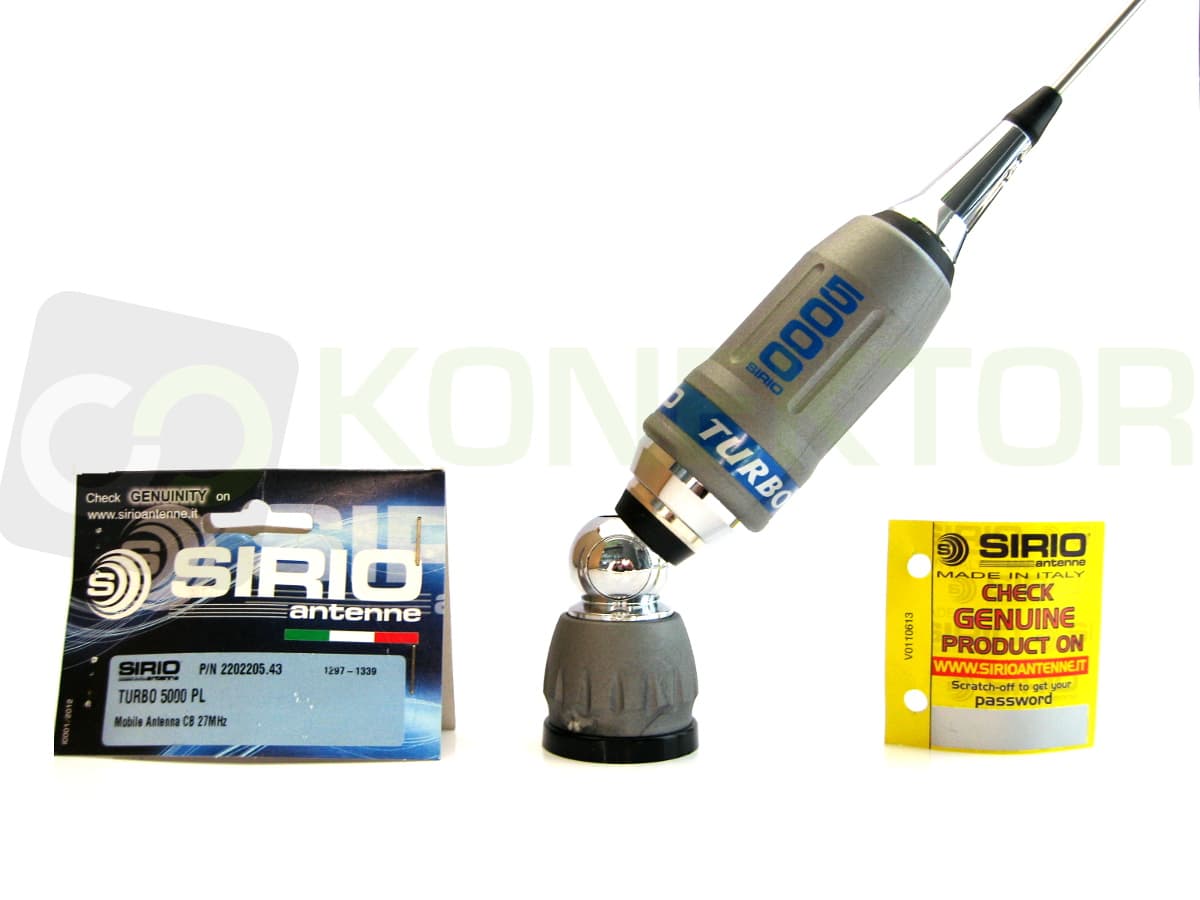 SIRIO TURBO 5000 TRIMAG Antena CB magnesowa 196cm mocny potrójny magnes, kabel 5 metrów