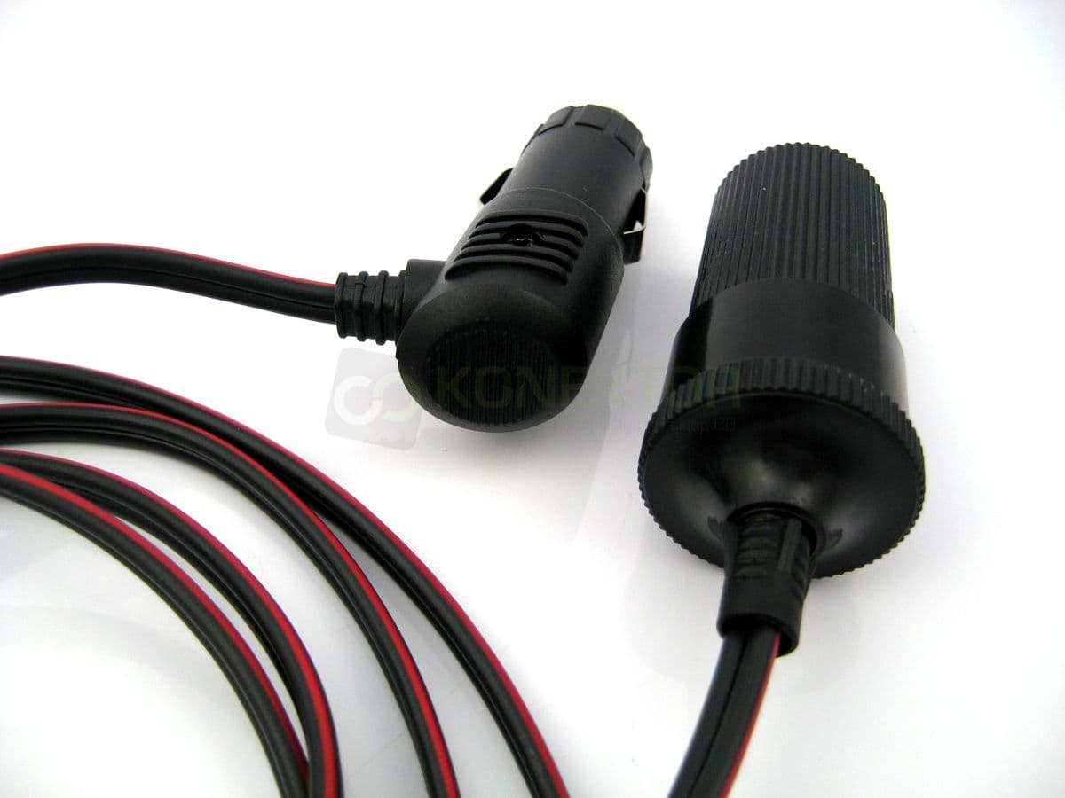 Przedłużacz kabla zasilającego 200cm - wtyk + gniazdo zapalniczki