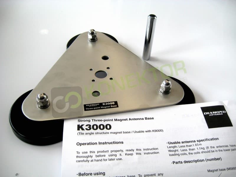 Diamond K3000 podstawa magnetyczna 23,5cm (trzy magnesy) HIGH END + główka PL Sirio + 4m kabla