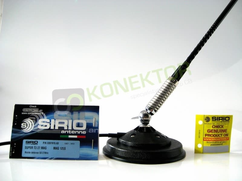 SIRIO T-3 27 SUPERMAG (T3 27) supermocny magnes 12,5cm Antena CB magnesowa helikalna 62cm dłuższy kabel 7 metrów