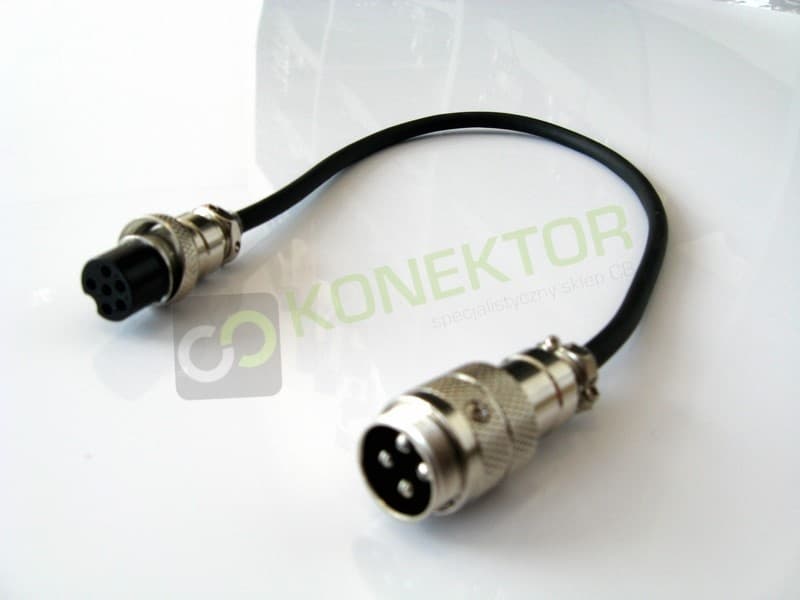 Przejściówka mikrofonowa 6-pin President / 4-pin Uniden (wtyk 6-PIN/gniazdo 4-PIN) adapter mikrofonowy dł. 20cm