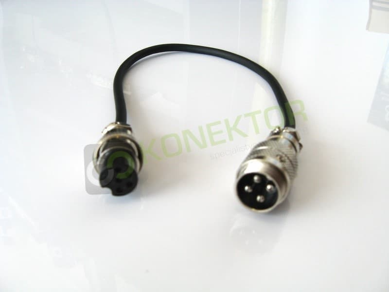 Przejściówka mikrofonowa 6-pin President / 4-pin Uniden (wtyk 6-PIN/gniazdo 4-PIN) adapter mikrofonowy dł. 20cm