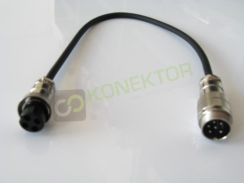 Przejściówka mikrofonowa 4-pin Uniden / 6-pin President (wtyk 4-PIN/gniazdo 6-PIN) adapter mikrofonowy dł. 20cm