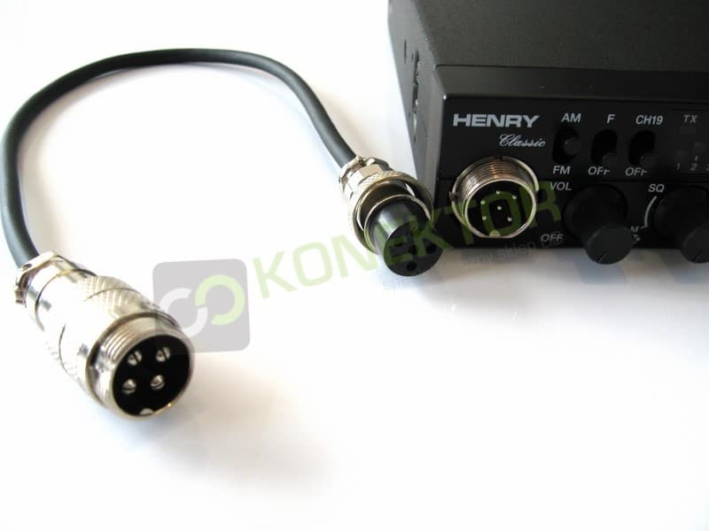 Przejściówka mikrofonowa 6-pin President / 4-pin Uniden (wtyk 6-PIN/gniazdo 4-PIN) adapter mikrofonowy dł. 20cm