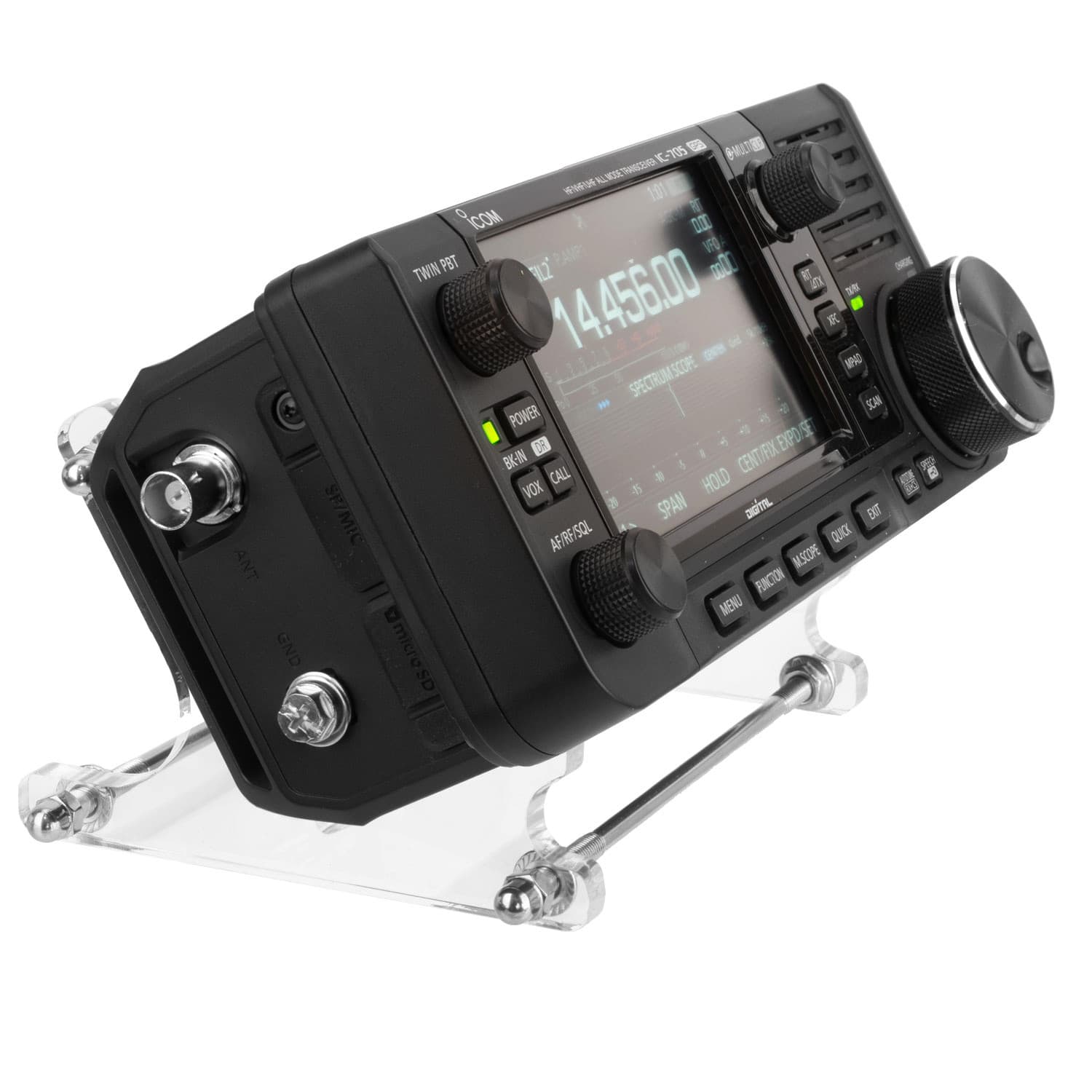 Przezroczysta podstawka pod radio - uchwyt do Icom IC-705 - Radiora ST-IC-705