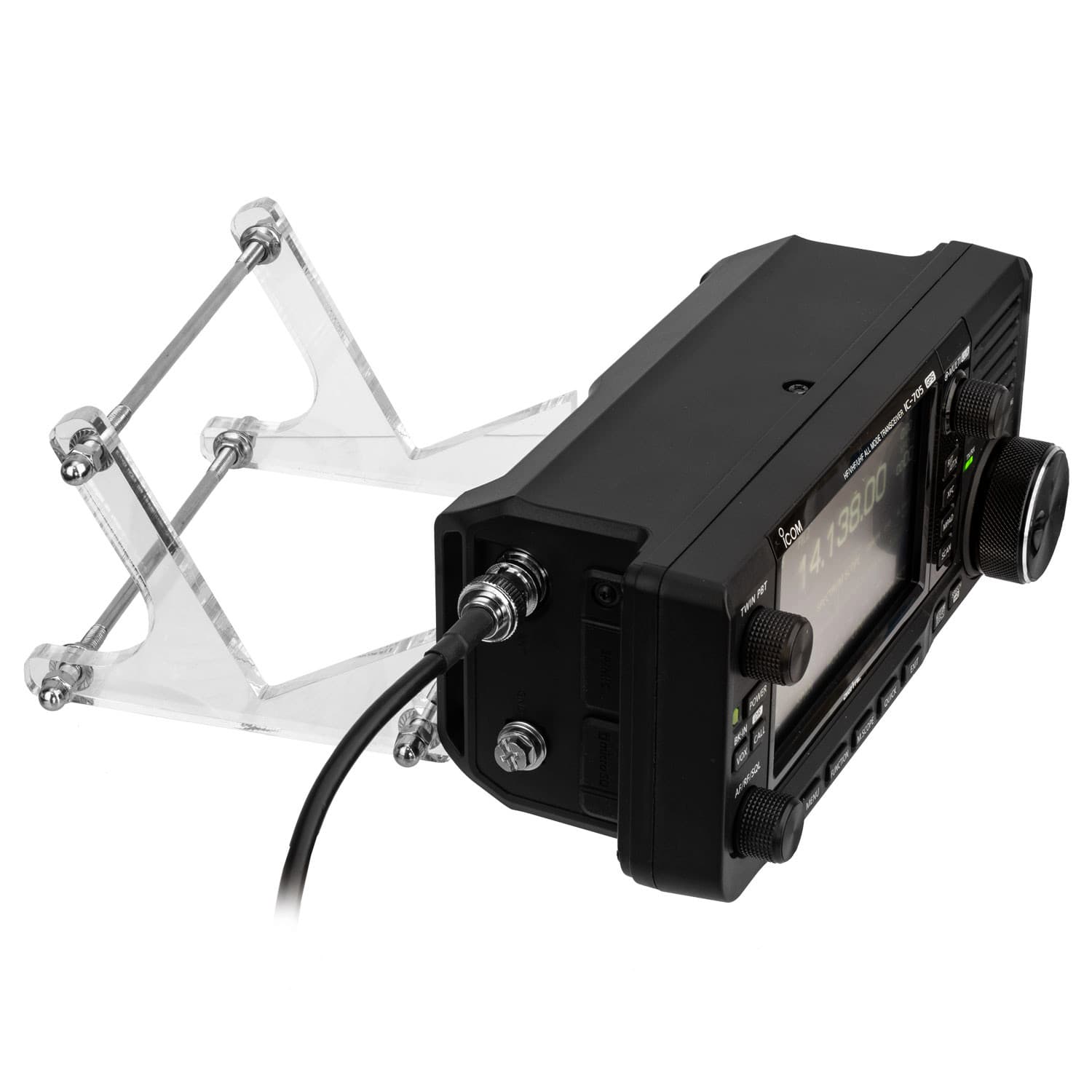 Przezroczysta podstawka pod radio - uchwyt do Icom IC-705 - Radiora ST-IC-705