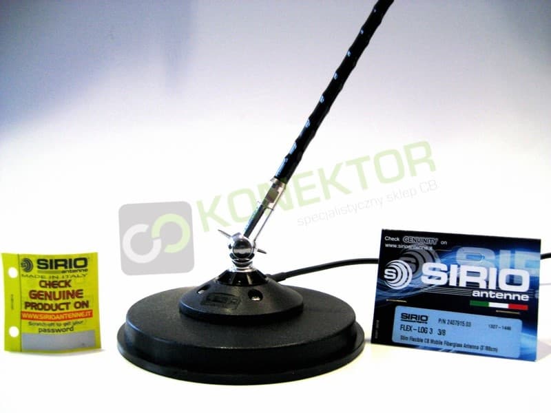 SIRIO FLEX LOG 3 MAG DV z pochyleniem Antena CB magnesowa helikalna TOP LOADED 95cm dłuższy kabel 5m