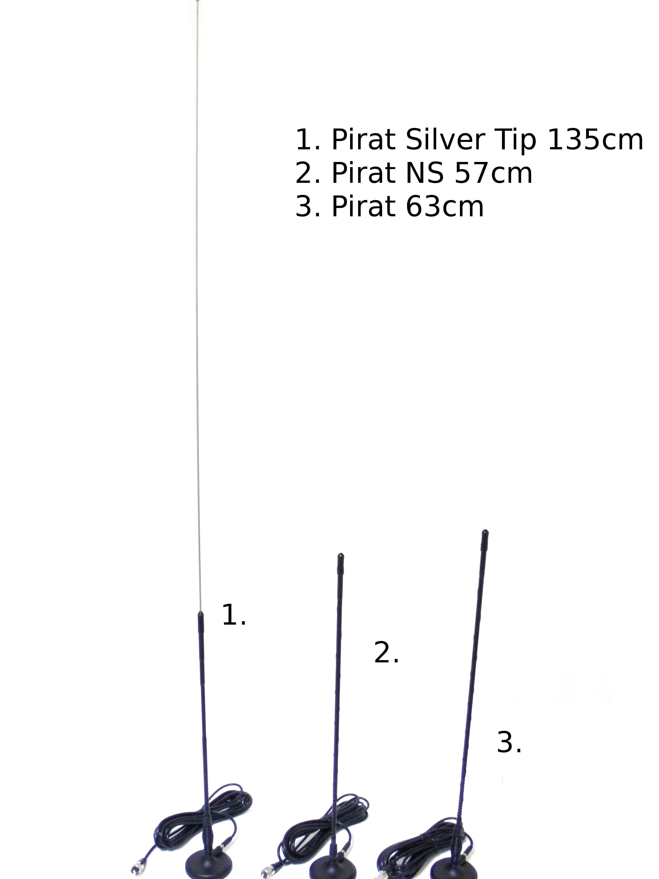 PIRAT z cienkim kablem 8m (grubość tylko 3mm), wtyk kątowy Antena CB magnesowa helikalna 62cm magnes neodymowy