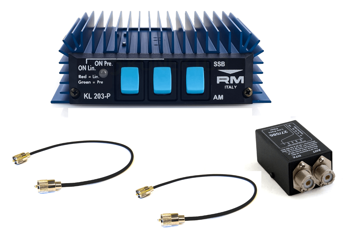 Zestaw RM KL 203 P + filtr dolnoprzepustowy 27/586 + dwa kable połączeniowe 100cm HQ