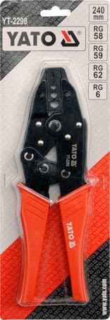 Zaciskarka Yato YT-2298 do wtyków UC-1, N, SMA, BNC, TNC itp. na przewody RG-58, RF-5, H-155, RF-7, RG-59, RG-62, RG-6, RG-316, RG-178