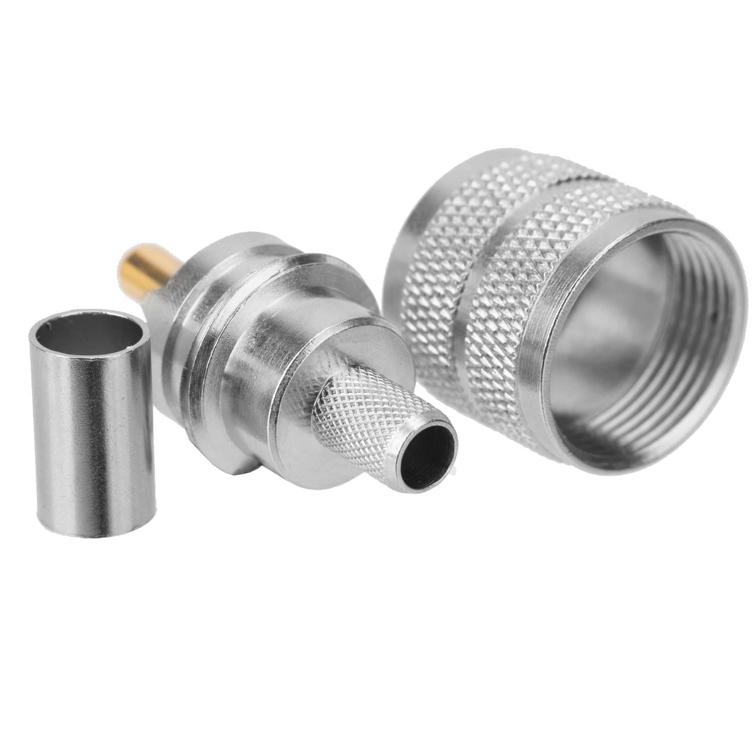 Wtyk UC-1 zaciskany na przewód RG-58, RF-5, H-155 (5-6mm) PTFE/Gold RADIORA (złącze PL-259 proste, z termokurczem)