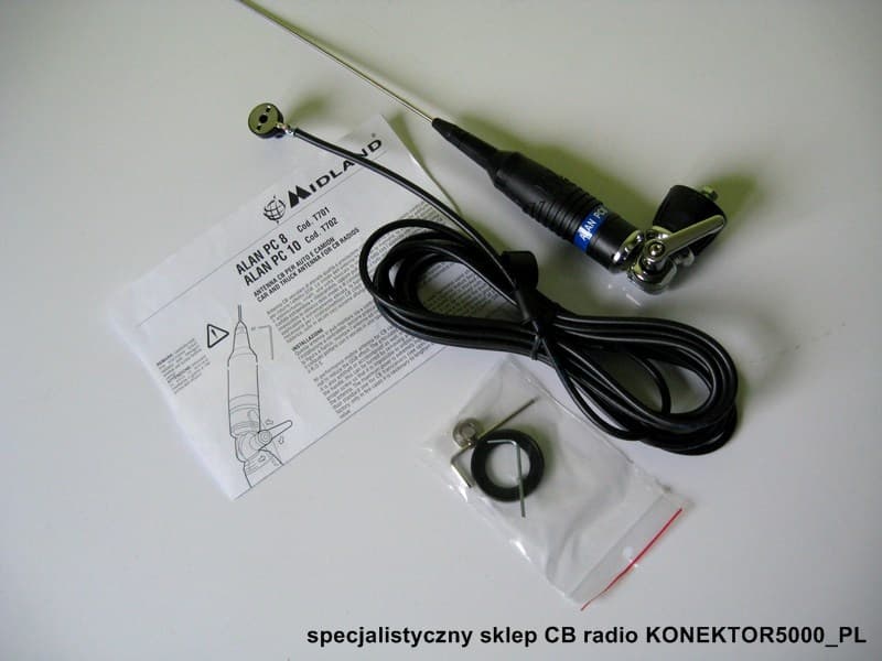 Midland Alan PC-8 (z klamką) Antena CB montażowa 165cm kabel 4m