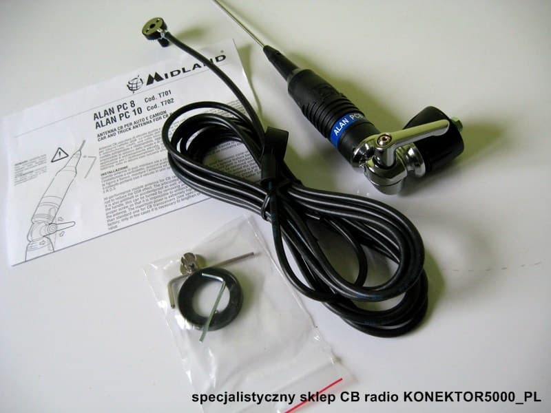 Midland Alan PC-8 (z klamką) Antena CB montażowa 165cm kabel 4m