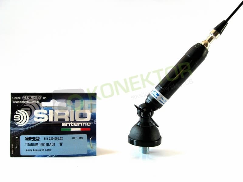 SIRIO TITANIUM 1500 Black (TITANIUM1500) Antena CB 142cm kabel 4m + UCHWYT RELINGOWY BRV-3