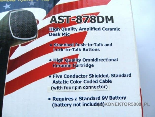 ASTATIC AST-878DM mikrofon stołowy do CB radia (wkładka ceramiczna)