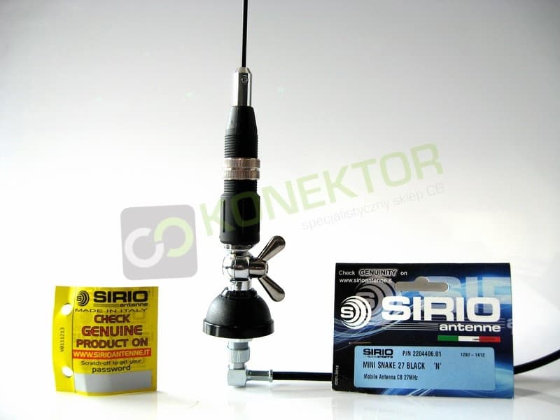 SIRIO MINI SNAKE 27 Antena CB montażowa (do montażu) 69cm kabel 4m + uchwyt klapowy President KF-150
