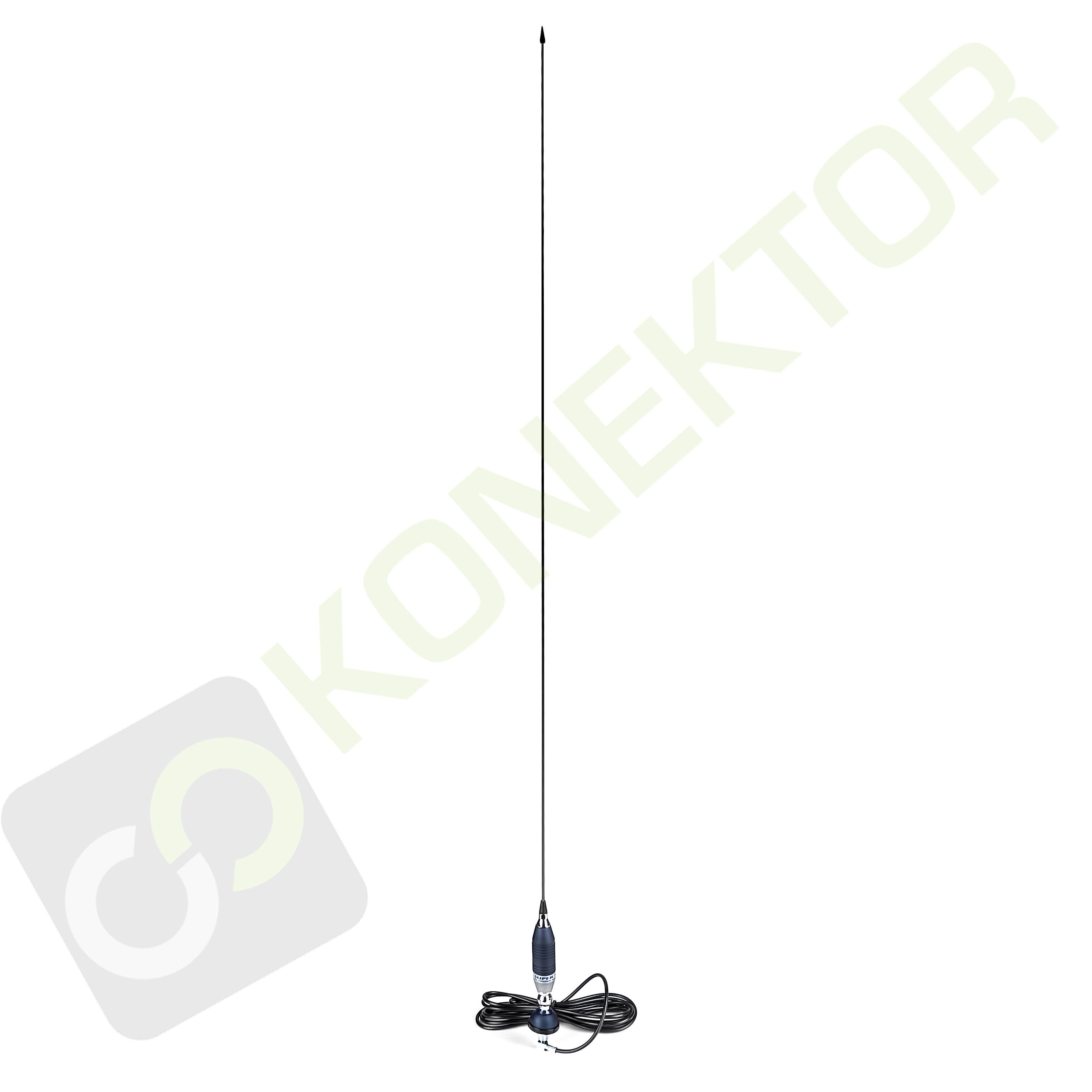 SIRIO SUPER 9 Blue Line Antena CB montażowa 155cm kabel 4m + uchwyt relingowy BRV-3