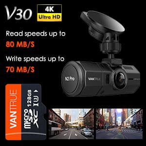 Oryginalna karta pamięci VANTRUE micro SD XC 128GB, przeznaczona do kamer np. samochodowych, monitoringu, GoPro, drona