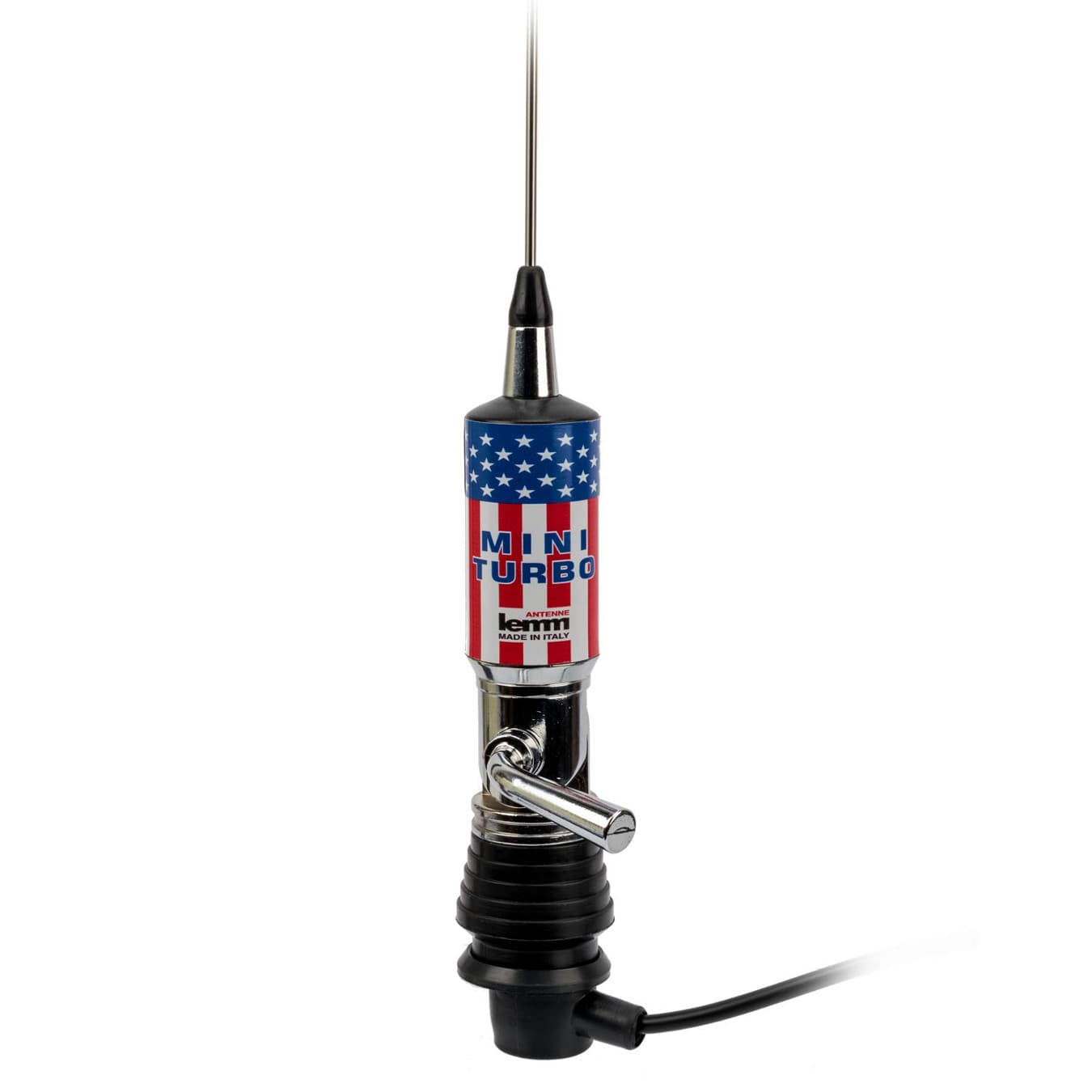LEMM AT-1002 MINITURBO FLAGA USA czarna Antena CB montażowa 105cm kabel 4m