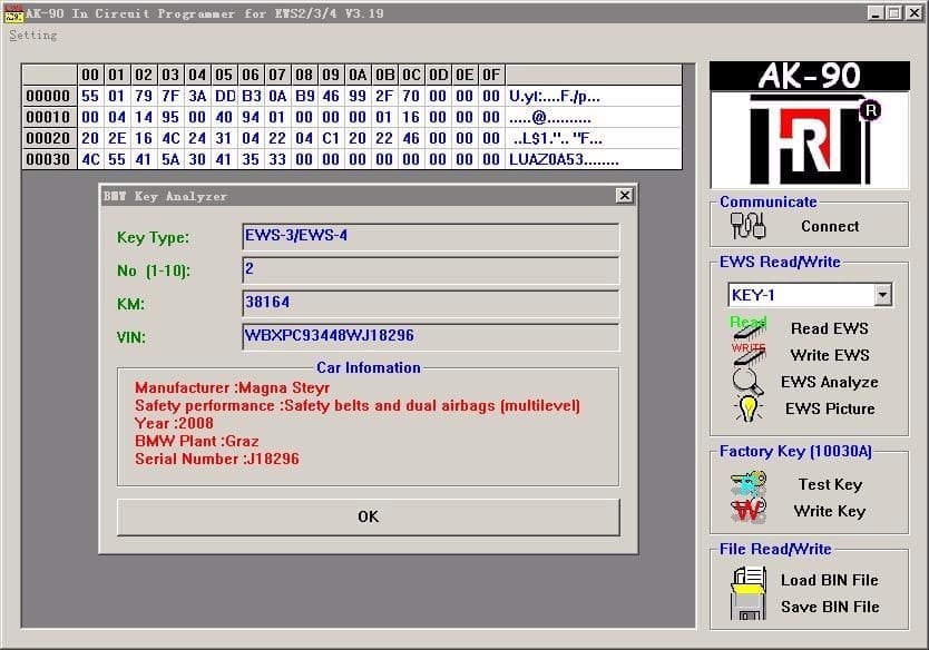 Programator kluczy BMW AK90+ CAS EWS2 EWS3 EWS4 roczniki 1995-2009