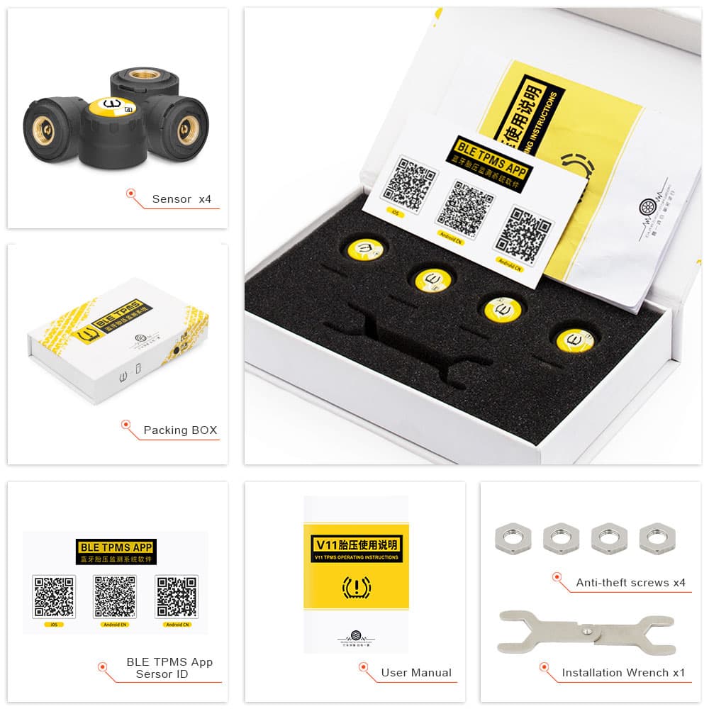 Czujniki ciśnienia opon do samochodu V11 BLE TPMS bluetooth - do aplikacji TPMS II Android / iOS