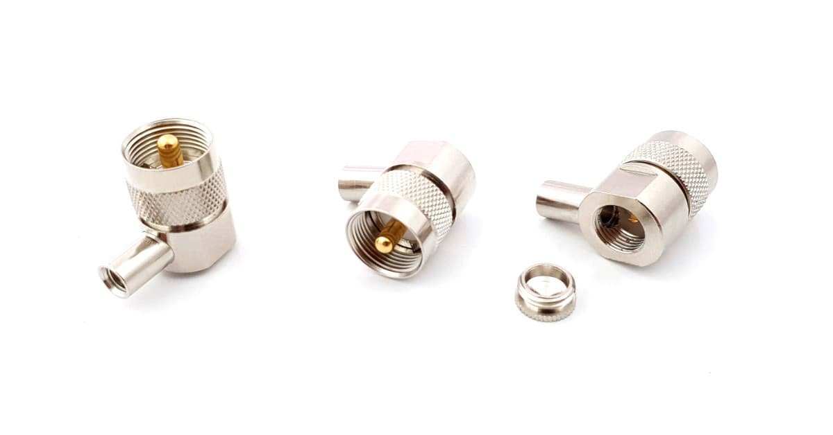 Wtyk antenowy UC-1 kątowy PTFE/Gold (np. do CB radia) PL-259/6 RADIORA do kabli RG-58