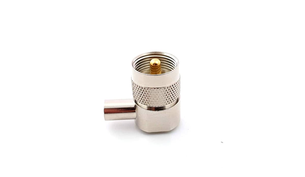 Wtyk antenowy UC-1 kątowy PTFE/Gold (np. do CB radia) PL-259/6 RADIORA do kabli RG-58
