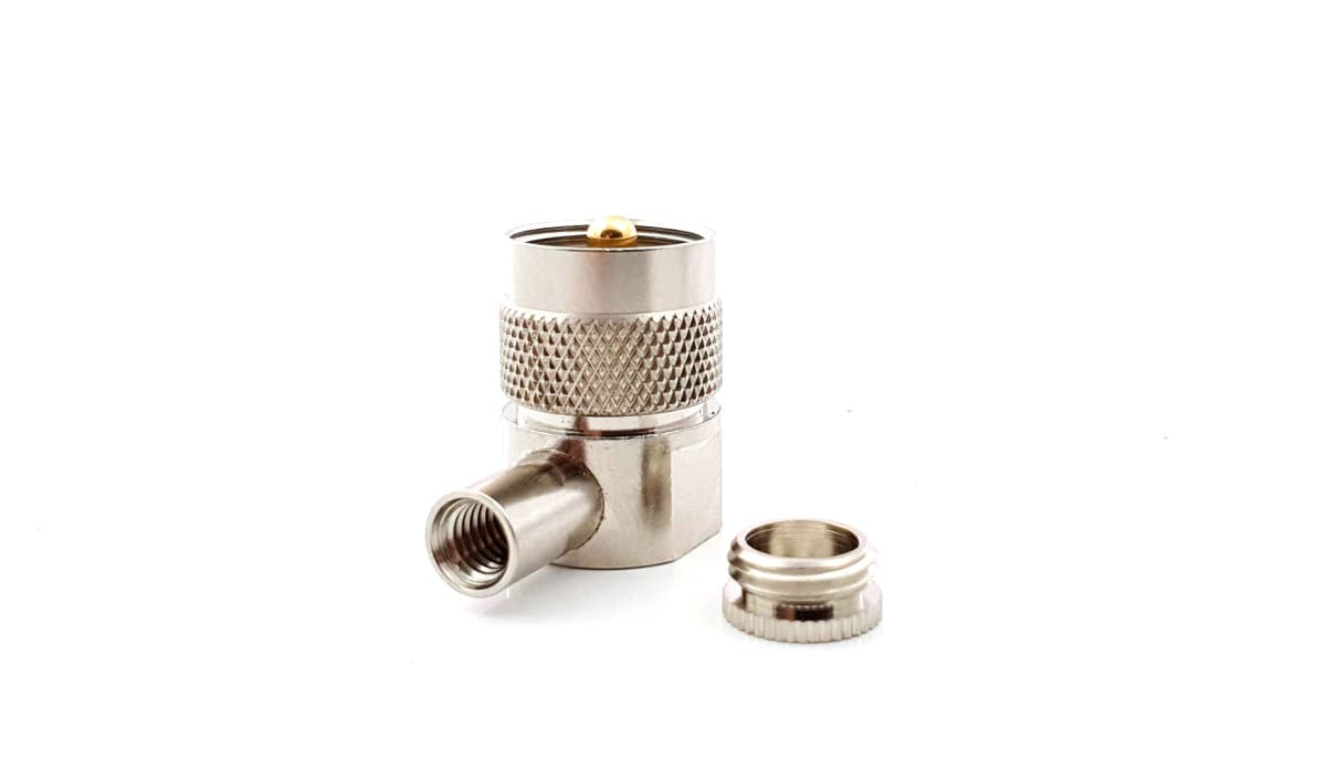 Wtyk antenowy UC-1 kątowy PTFE/Gold (np. do CB radia) PL-259/6 RADIORA do kabli RG-58