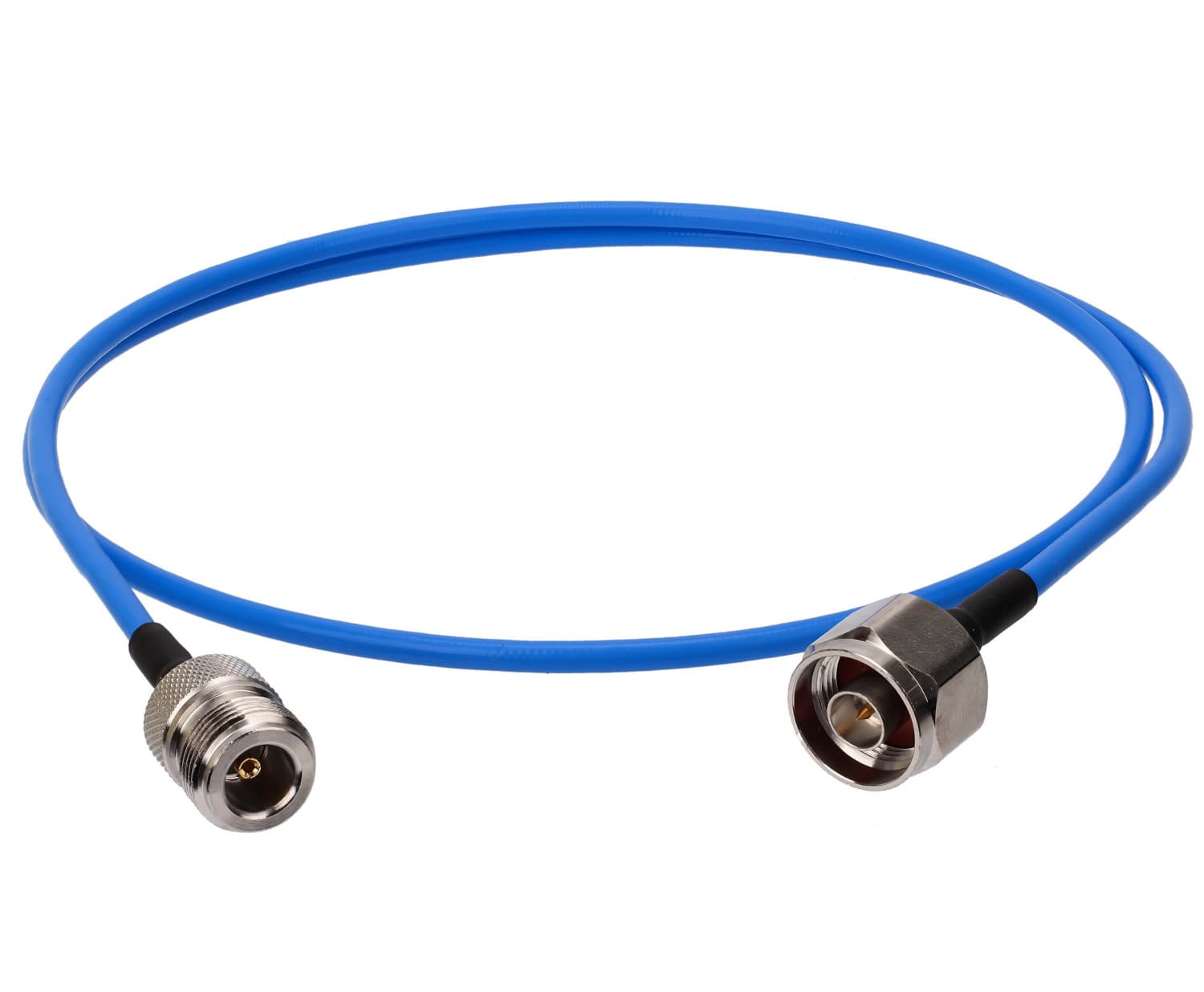 Niskostratny kabel połączeniowy 100cm RG-141 wtyk N / gniazdo N (z pamięcią kształtu) - do mierników, przełączników, spliterów - pigtail N męski / N żeński RADIORA CON-RG141-NF-NM-100