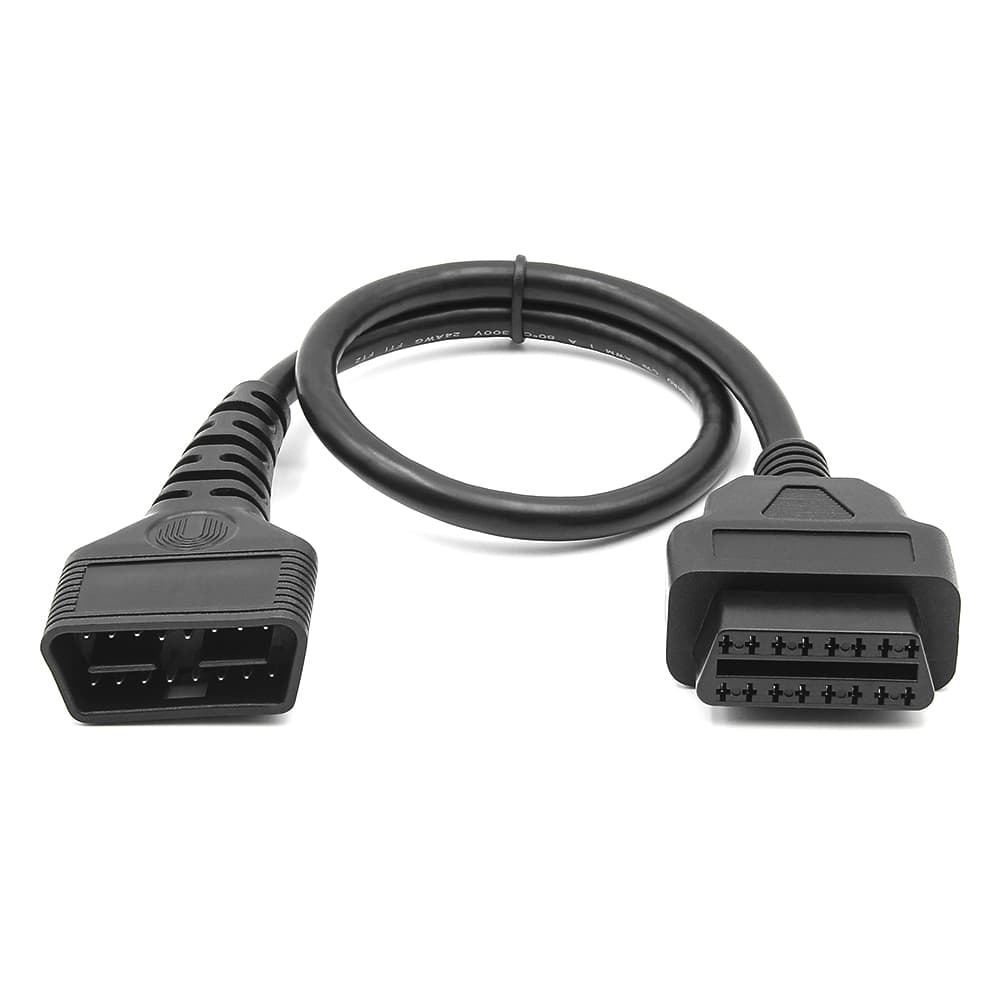 Przedłużacz serwisowy OBD-II 50cm gniazdo/wtyk OBD-2 16-pin superjakość elastyczny kabel 16-żyłowy np. do interfejsów diagnostycznych, GPS