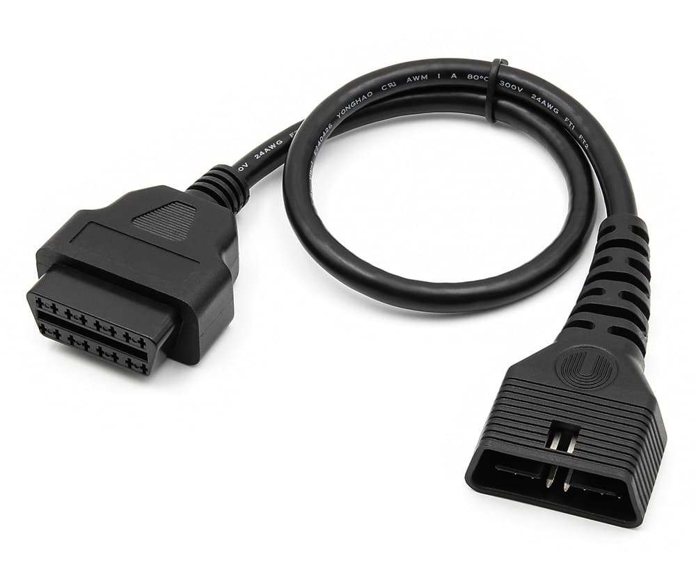 Przedłużacz serwisowy OBD-II 50cm gniazdo/wtyk OBD-2 16-pin superjakość elastyczny kabel 16-żyłowy np. do interfejsów diagnostycznych, GPS