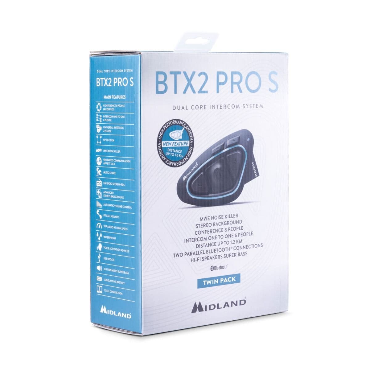 Midland BTX2 PRO S LR TWIN 2x Interkom z radiem FM + słuchawki i mikrofon - łączność motocyklowa do 1600m