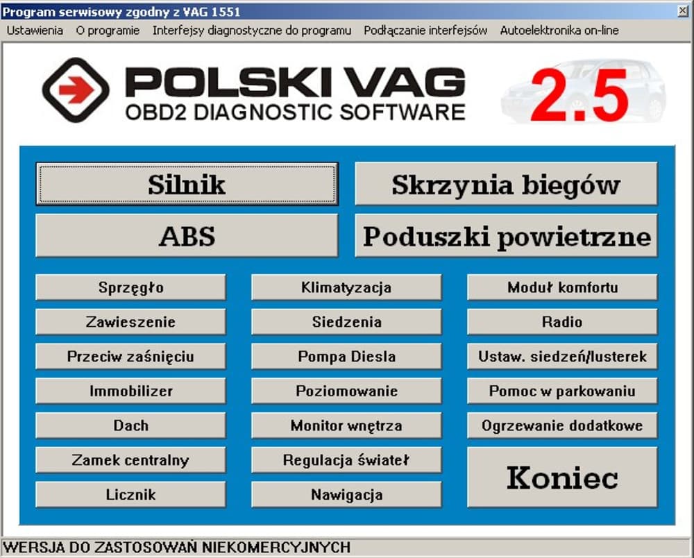 Polski interfejs diagnostyczny OBD-II do VAG COMMANDER 3.6 kabel do komputera PC do VOLKSWAGEN AUDI SKODA SEAT PORSCHE