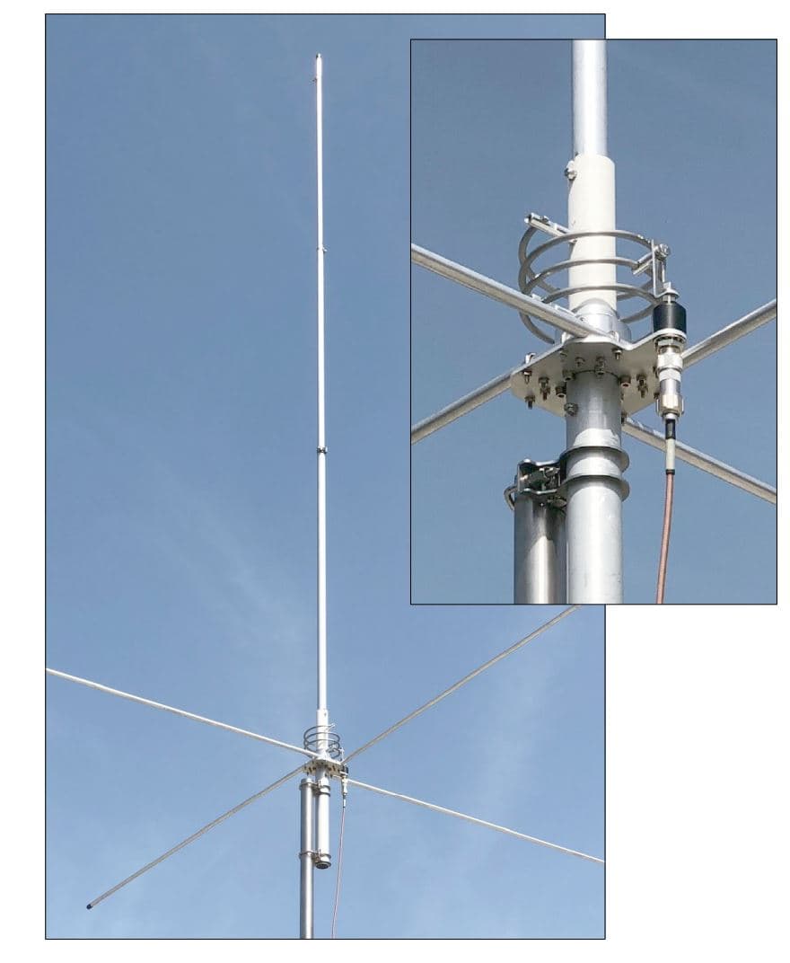 GRAZIOLI FE6V antena bazowa 5/8 fali na pasmo 6m (50-54MHz) długość 417cm z przeciwwagami 1/4 fali