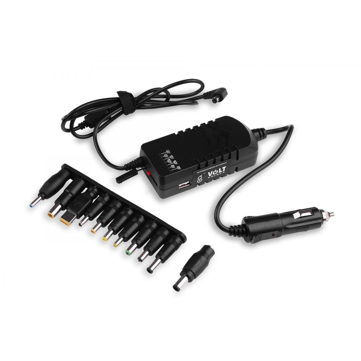 Uniwersalny zasilacz samochowody 12/24V 90W pasujący do większości laptopów (11 końcówek) VOLT DUO