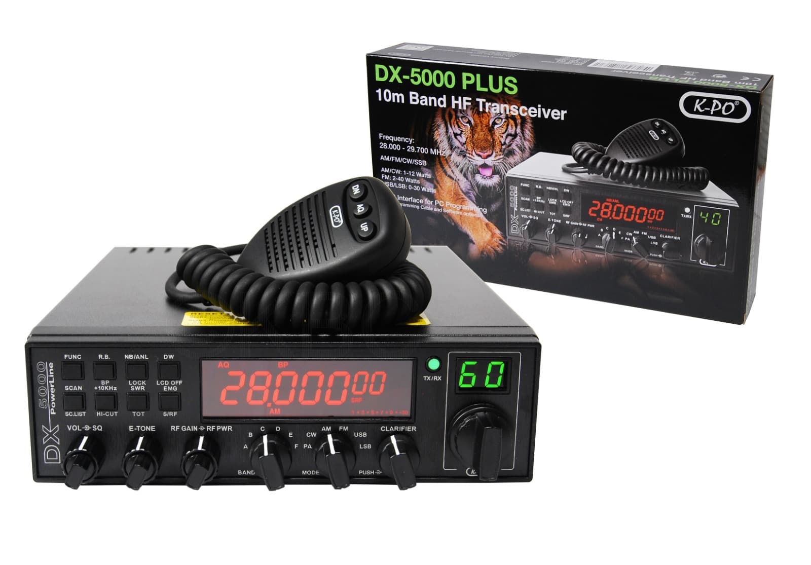 K-PO DX-5000 PLUS radiotelefon 10m 25-30MHz AM/FM/SSB 40W, NRC, CTCSS/DCS (najnowsza wersja)