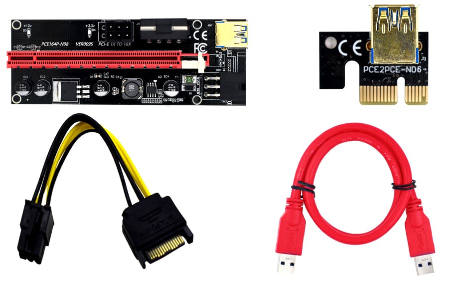 Riser 009S - najnowszy model - PCI-E 1x 4x 8x 16x USB 3.0 pozłacane gniazda np. do koparki kryptowalut (VER009s)