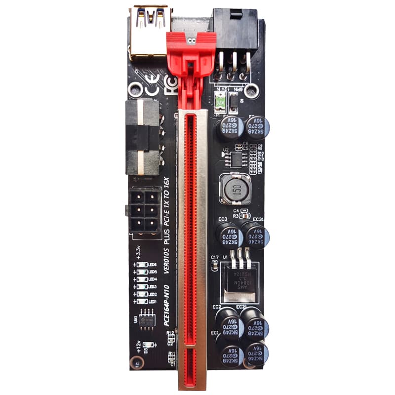 Riser 010S Plus PCI-E 1x 4x 8x 16x USB 3.0 pozłacane gniazda np. do koparki kryptowalut (VER010s Gold) RTX 3060 RTX 3080 RTX 3090