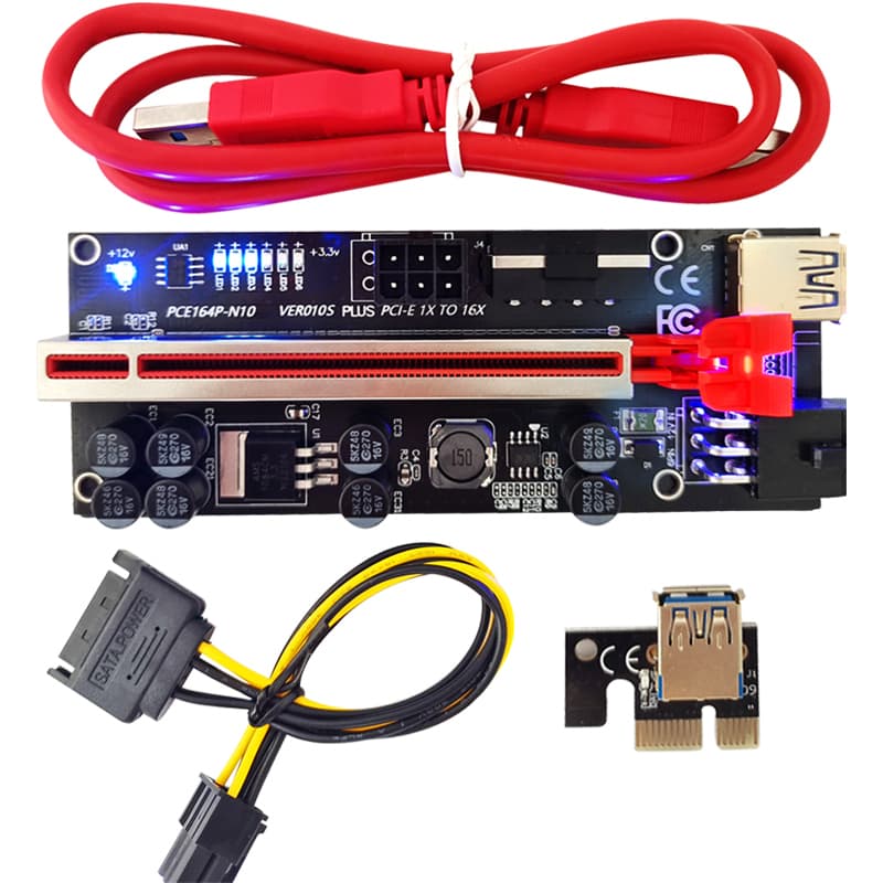 Riser 010S Plus PCI-E 1x 4x 8x 16x USB 3.0 pozłacane gniazda np. do koparki kryptowalut (VER010s Gold) RTX 3060 RTX 3080 RTX 3090