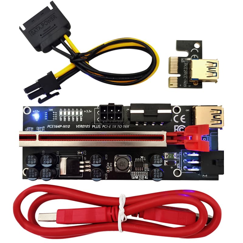 Riser 010S Plus PCI-E 1x 4x 8x 16x USB 3.0 pozłacane gniazda np. do koparki kryptowalut (VER010s Gold) RTX 3060 RTX 3080 RTX 3090